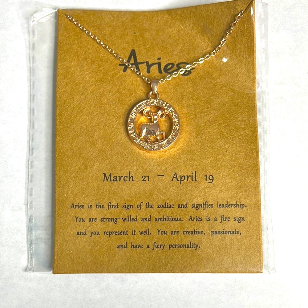 Aries Zodiac Necklace zinc alloy gold tone